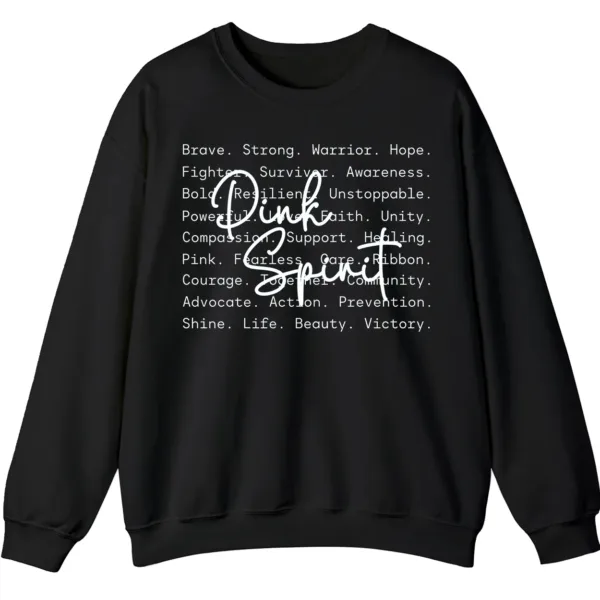 Pink Spirit Breast Cancer Awareness Sweatshirt, Warrior Hope Survivor Word Cloud Shirt