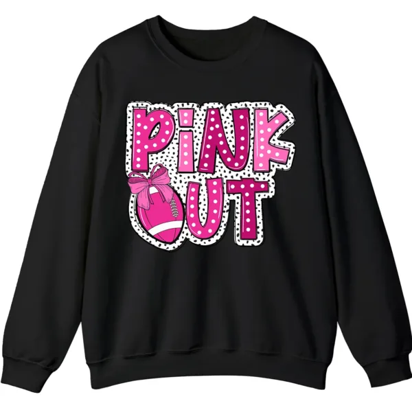 5.7 Pink Out Football Game Day Sweatshirt, Breast Cancer Awareness Cheerleading Pink Football Crewneck