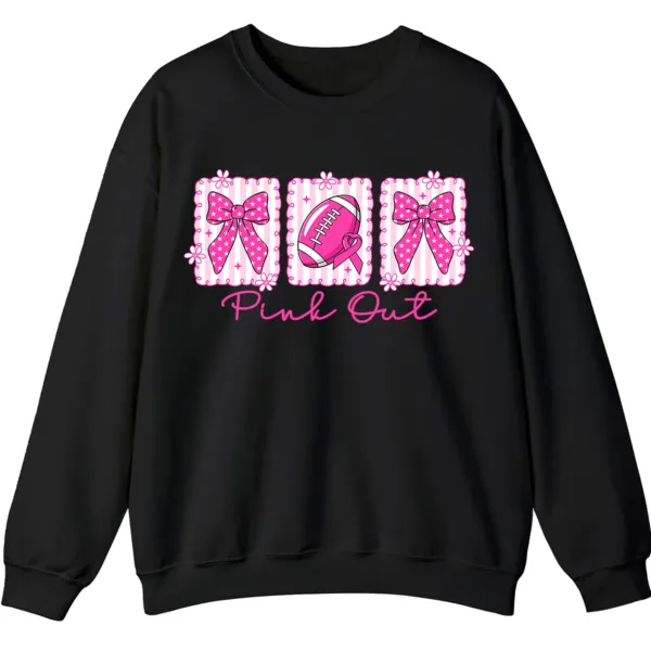 5.7 Pink Out Football Game Day Sweatshirt, Breast Cancer Awareness Cheerleading Pink Football Crewneck
