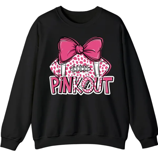 5.7 Pink Out Football Game Day Sweatshirt, Breast Cancer Awareness Cheerleading Pink Football Crewneck
