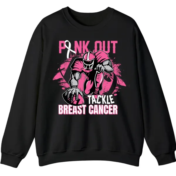5.7 Pink Out Football Game Day Sweatshirt, Breast Cancer Awareness Cheerleading Pink Football Crewneck