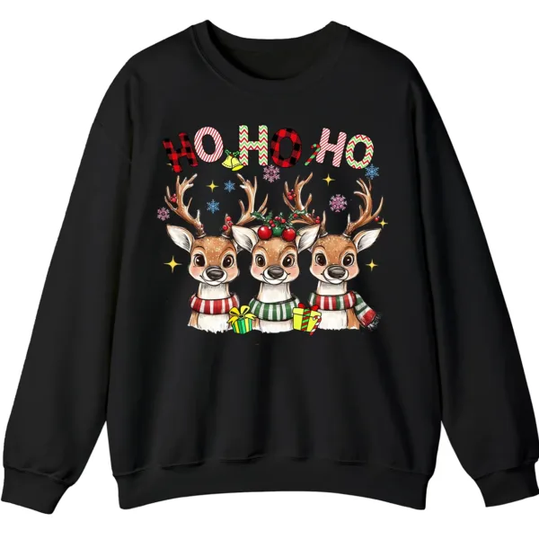 5.7 Reindeer Plaid Scarf Christmas Sweatshirt, Funny Ho Ho Holiday Shirt