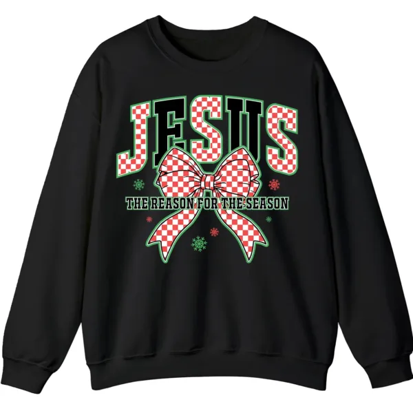 Jesus The Reason Plaid Bow Christmas Sweatshirt