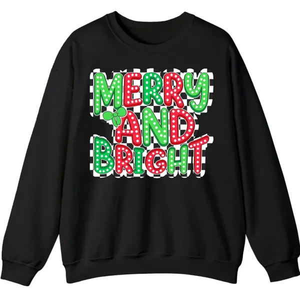 Merry And Bright Checkerboard Christmas Sweatshirt