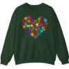 Colorful Puzzle Piece Heart Autism Awareness Sweatshirt, Jigsaw Heart Crewneck