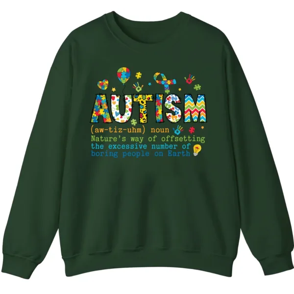 Funny Autism Definition Sweatshirt, "Offsetting Boring People" Sarcastic Crewneck Gift