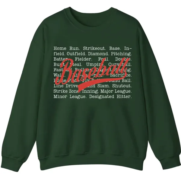 Baseball Terms Sweatshirt - Typographic Word List Crewneck Gift