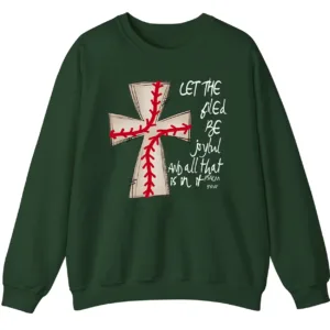 Baseball Cross Psalm 96:12 Sweatshirt, Christian Game Day Crewneck, Religious Sports Pullover, Faith and Baseball Fan Gift