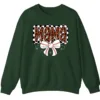 Leopard Mama Baseball Bow Sweatshirt, Checkered Cheetah Sports Mom Crewneck, Game Day Mom Gift Pullover