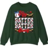 Baseball Mama Checkered Sweatshirt, Retro Softball Bow Crewneck, Game Day Mom Pullover