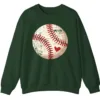 5.8 Vintage Baseball Heart Design Pullover Sweater Unisex