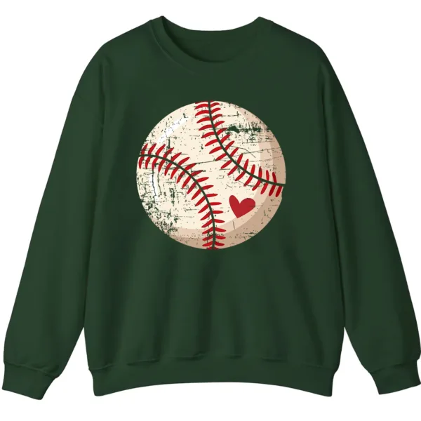 5.8 Vintage Baseball Heart Design Pullover Sweater Unisex