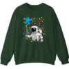 Astronaut Puzzle Piece Balloon Autism Awareness Sweatshirt, Spaceman Crewneck