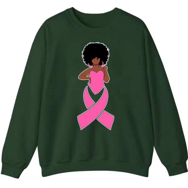 Black Queen Pink Ribbon Breast Cancer Fighter Crewneck Sweatshirt