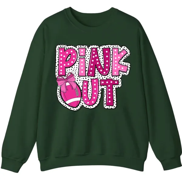 5.8 Pink Out Football Game Day Sweatshirt, Breast Cancer Awareness Cheerleading Pink Football Crewneck