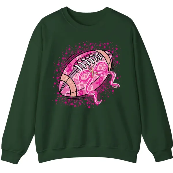 5.8 Pink Out Football Game Day Sweatshirt, Breast Cancer Awareness Cheerleading Pink Football Crewneck