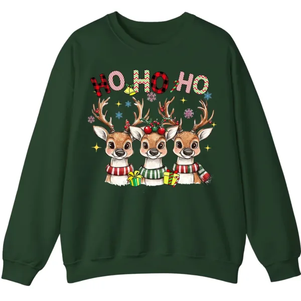5.8 Reindeer Plaid Scarf Christmas Sweatshirt, Funny Ho Ho Holiday Shirt