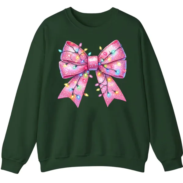 Pink Christmas Lights Bow Sweatshirt