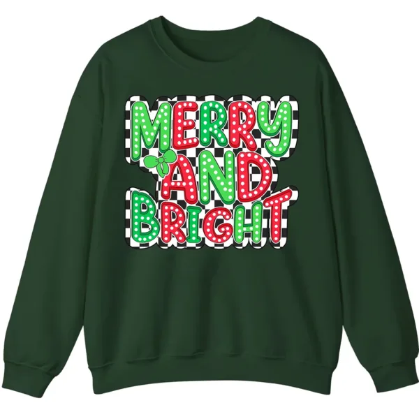 Merry And Bright Checkerboard Christmas Sweatshirt