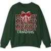 Merry Merry Merry Christmas Bow Sweatshirt – Cute Holiday Crewneck for Women