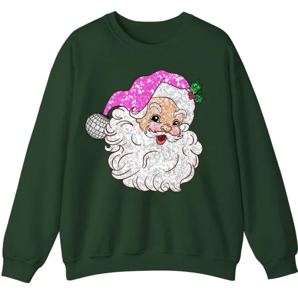 5.8 Sparkly Pink Disco Santa Claus Sweatshirt