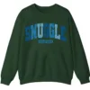 Snuggle Weather Sweatshirt, Unisex Oversized Cream Crewneck, Vintage Distressed Blue Graphic Cozy Pullover