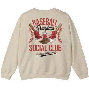 6.1 Baseball Grandma Social Club Sweatshirt, Funny Game Day Crewneck, Sports Grandparent Gift, Hey Batter Batter Swing Pullover