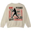 Baseball Terms Word Cloud Sweatshirt, Player Game Day Pullover, Grand Slam Pitcher Catcher Fan Crewneck