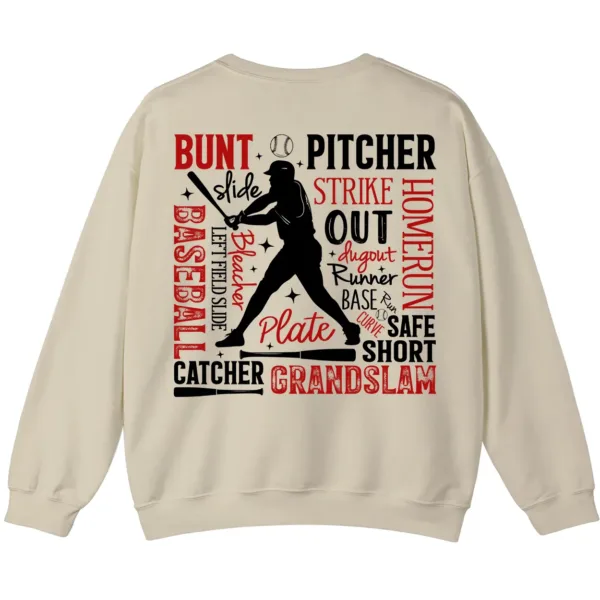 Baseball Terms Word Cloud Sweatshirt, Player Game Day Pullover, Grand Slam Pitcher Catcher Fan Crewneck