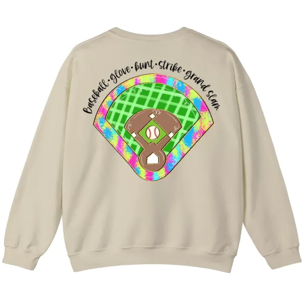Baseball Field Sweatshirt, Retro Game Day Diamond Pullover, Groovy Sports Mom Gift