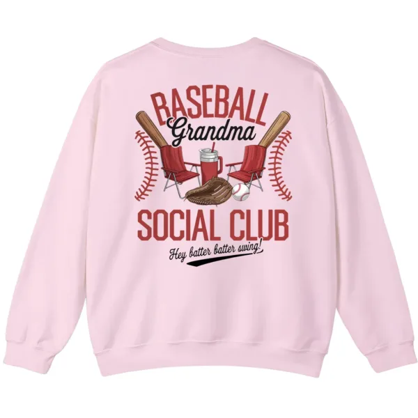 6.2 Baseball Grandma Social Club Sweatshirt, Funny Game Day Crewneck, Sports Grandparent Gift, Hey Batter Batter Swing Pullover