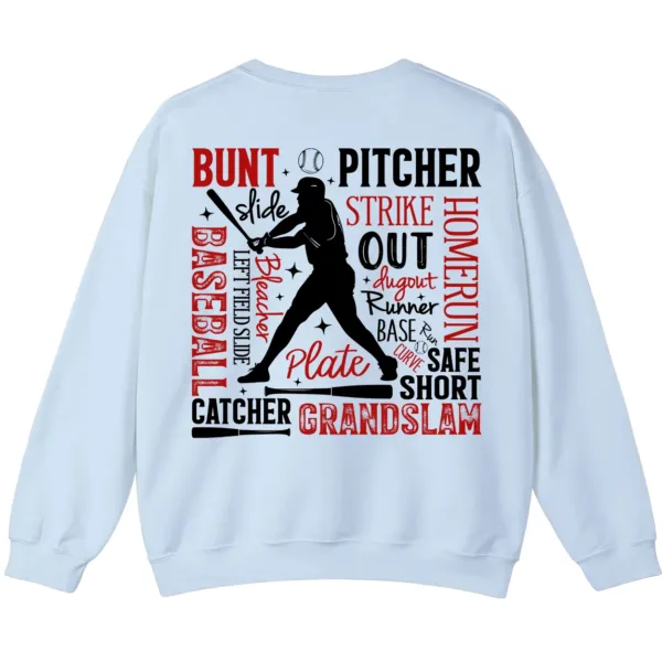 Baseball Terms Word Cloud Sweatshirt, Player Game Day Pullover, Grand Slam Pitcher Catcher Fan Crewneck