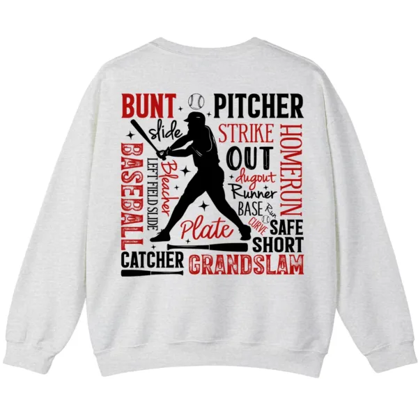 Baseball Terms Word Cloud Sweatshirt, Player Game Day Pullover, Grand Slam Pitcher Catcher Fan Crewneck