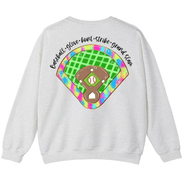 Baseball Field Sweatshirt, Retro Game Day Diamond Pullover, Groovy Sports Mom Gift