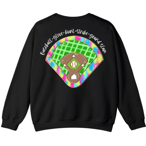 Baseball Field Sweatshirt, Retro Game Day Diamond Pullover, Groovy Sports Mom Gift