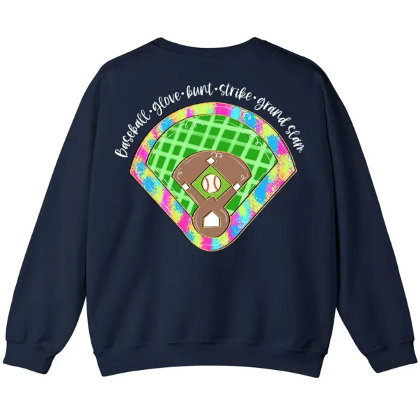 Baseball Field Sweatshirt, Retro Game Day Diamond Pullover, Groovy Sports Mom Gift