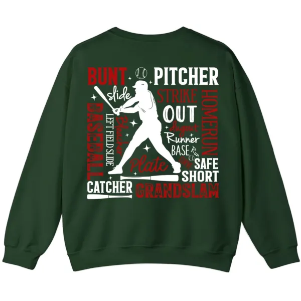 Baseball Terms Word Cloud Sweatshirt, Player Game Day Pullover, Grand Slam Pitcher Catcher Fan Crewneck
