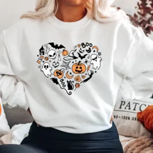 Cute Halloween Doodles Heart Sweatshirt