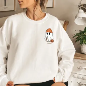 Cute Little Ghost Iced Coffee Halloween Sweatshirt