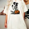 Skeleton Pumpkin Coffee Halloween T-Shirt