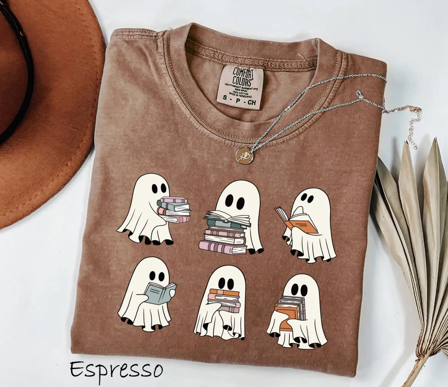Halloween Bookshelf Ghost Reader T-shirt