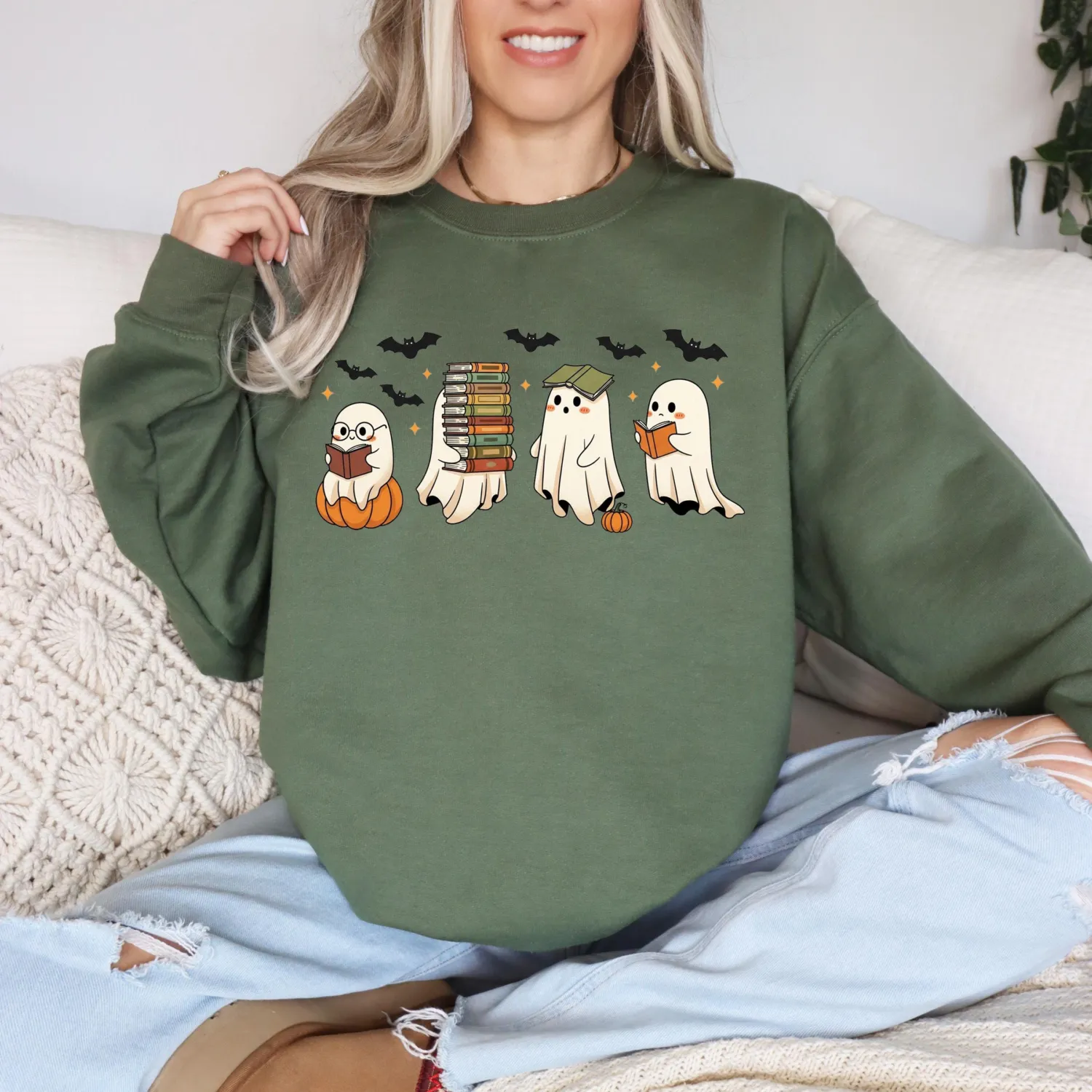Reading Ghosts Halloween Sweatshirt
