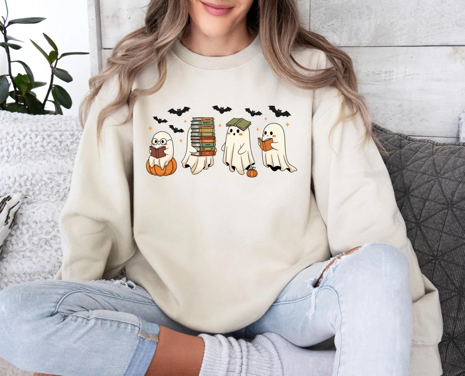 Reading Ghosts Halloween Sweatshirt