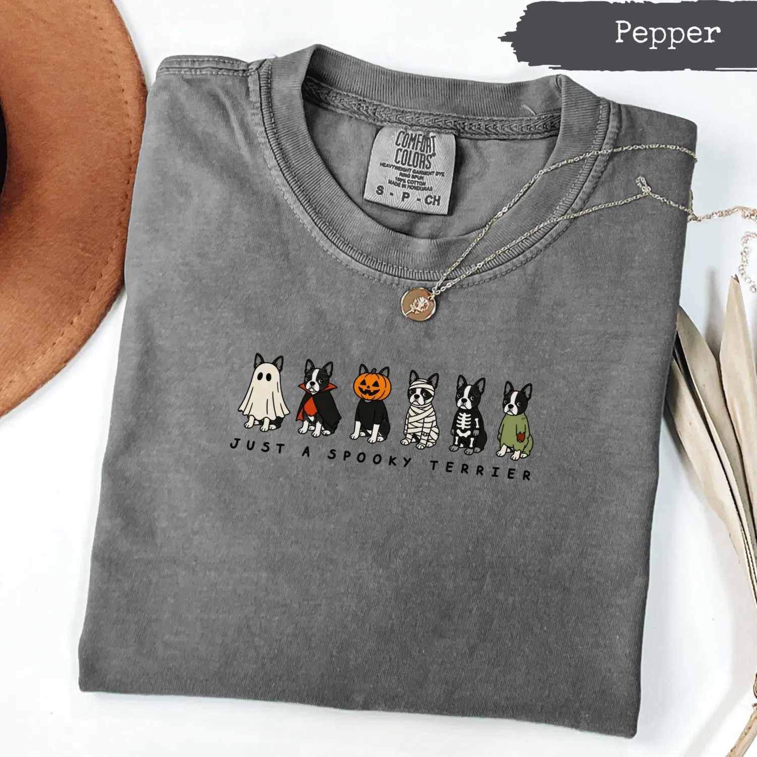 Spooky Boston Terrier Halloween T-Shirt