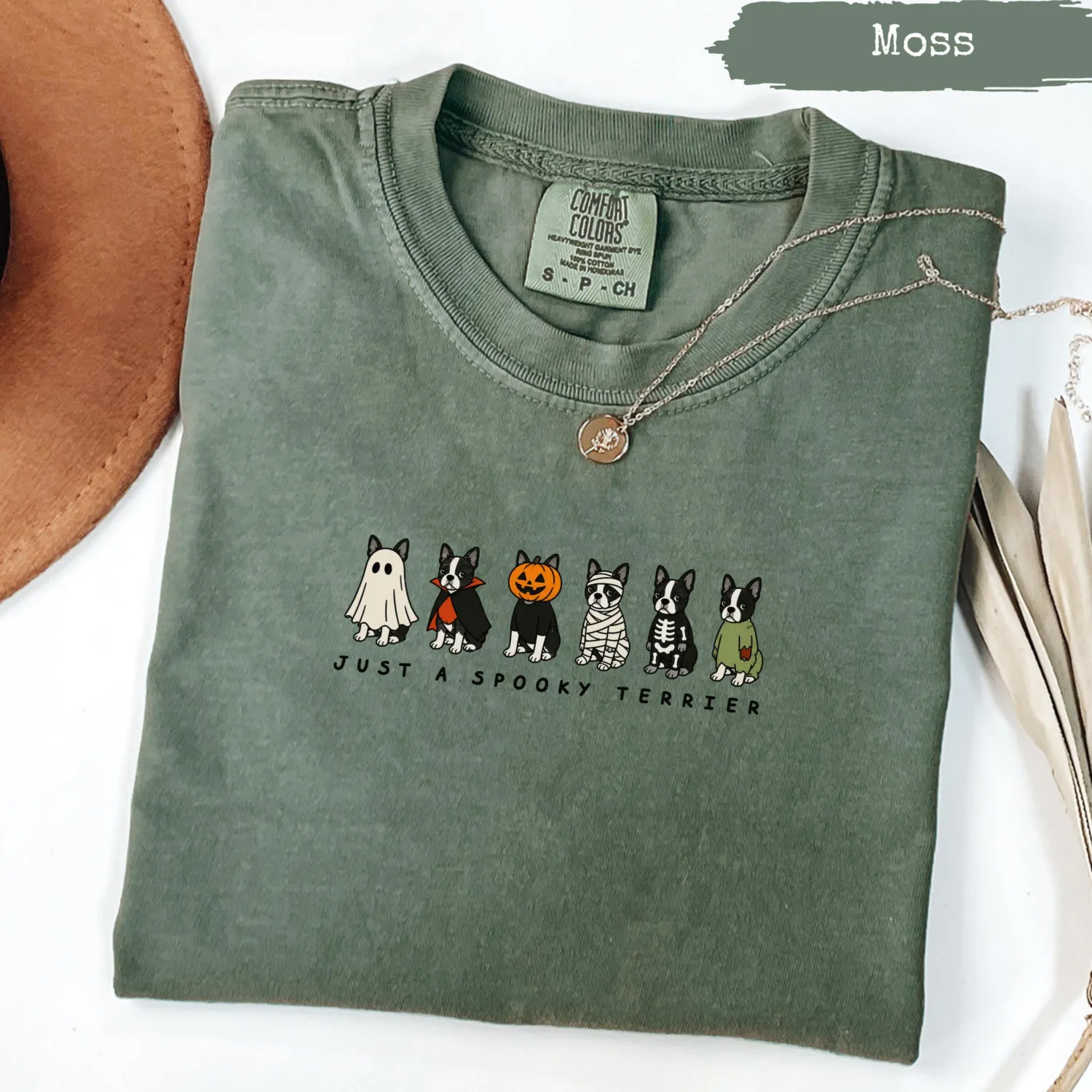 Spooky Boston Terrier Halloween T-Shirt