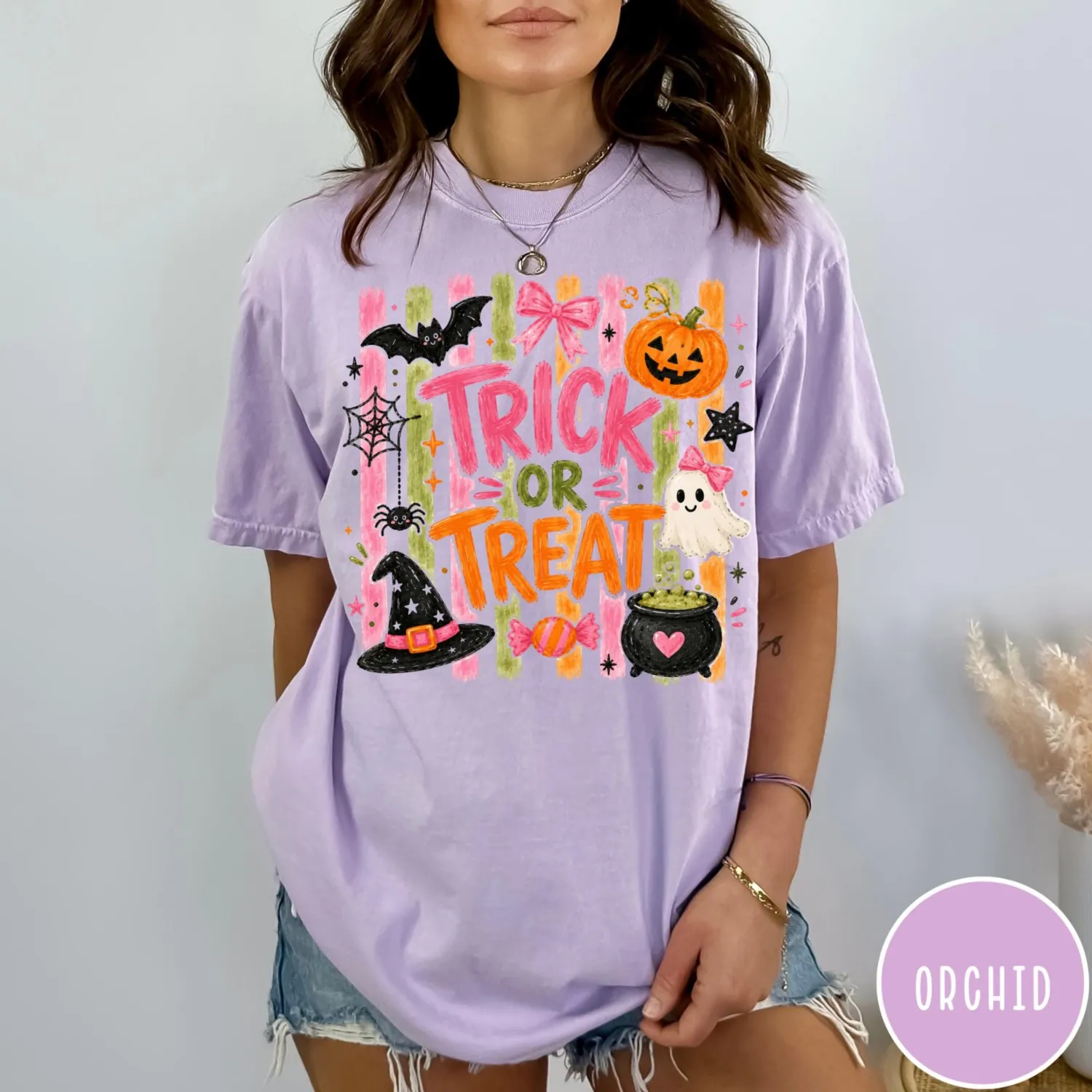 Cute Pink Coquette Trick or Treat Halloween T-Shirt