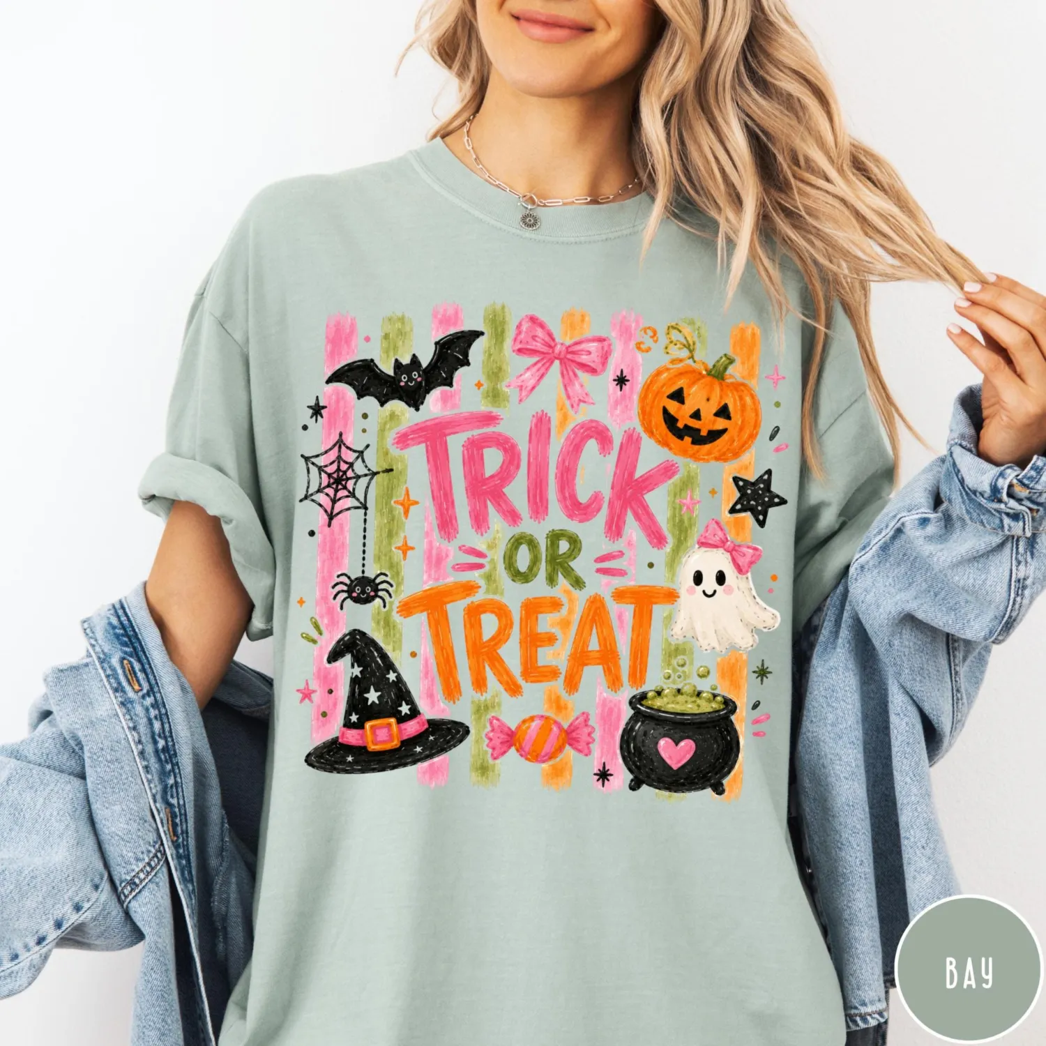 Cute Pink Coquette Trick or Treat Halloween T-Shirt
