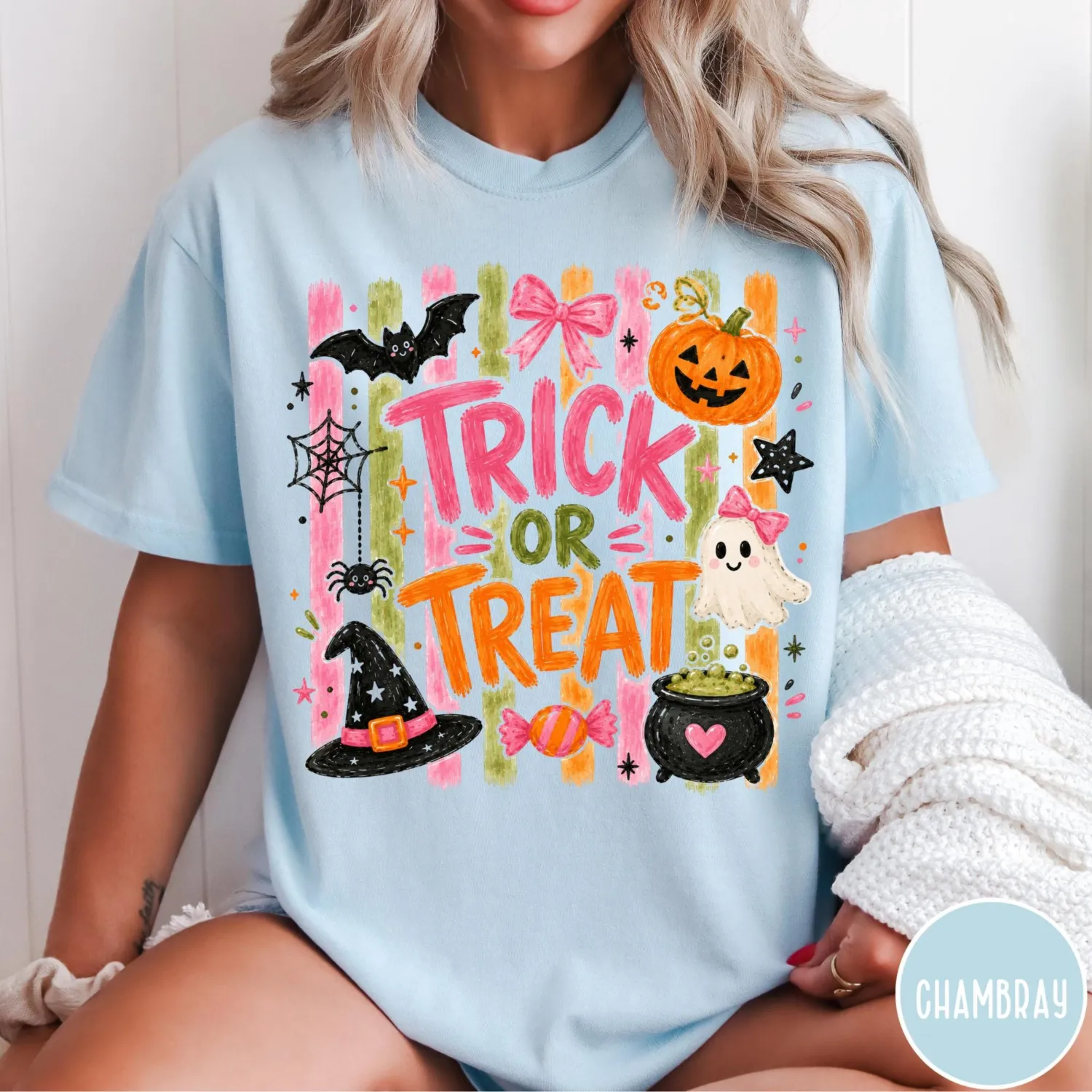 Cute Pink Coquette Trick or Treat Halloween T-Shirt