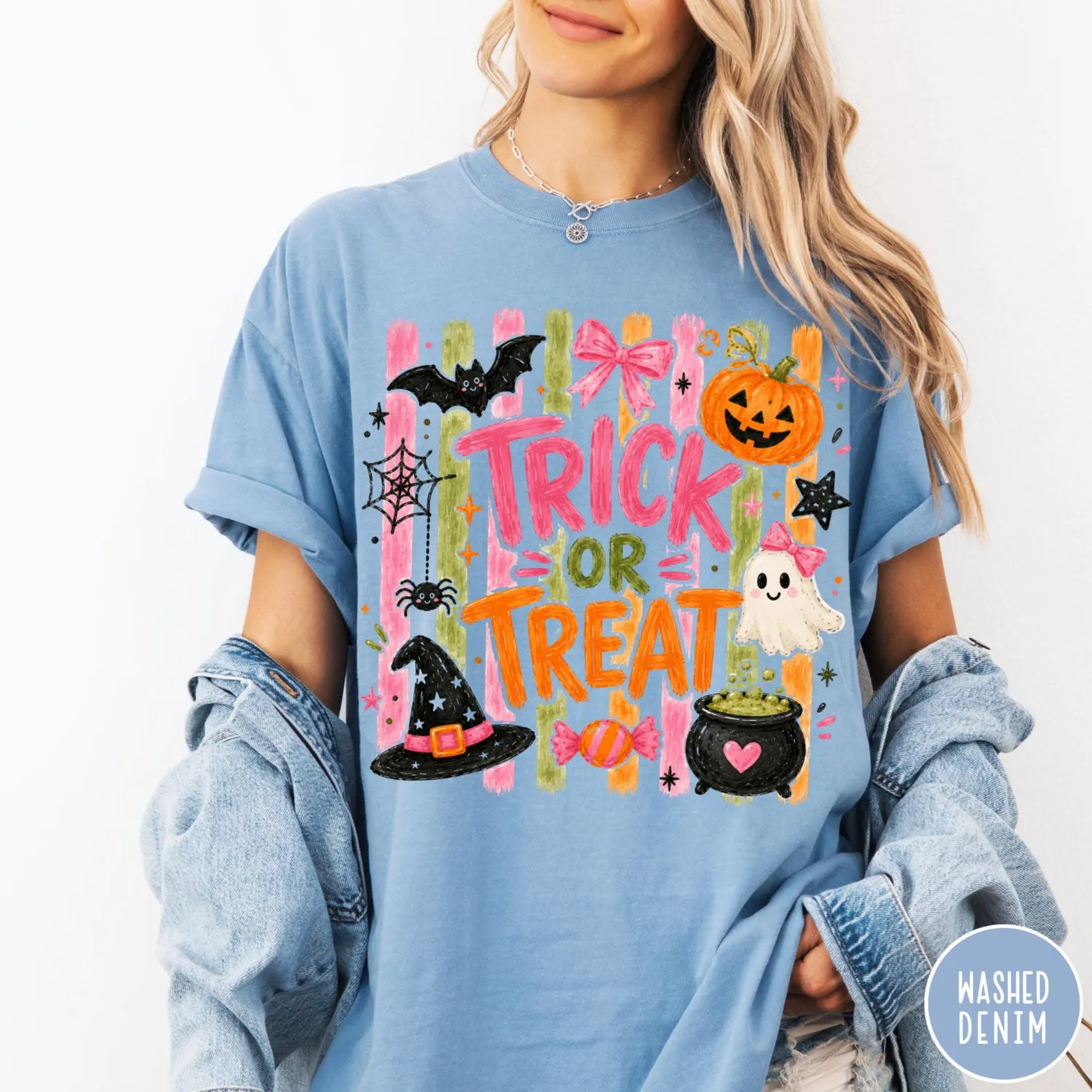 Cute Pink Coquette Trick or Treat Halloween T-Shirt