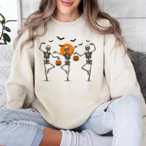 Vintage Dancing Skeletons Halloween Sweatshirt